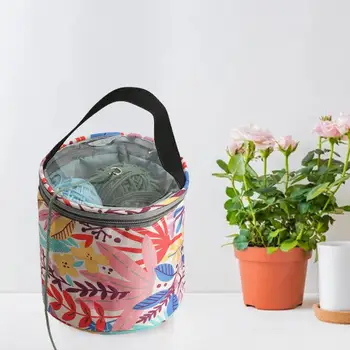 Чанта-органайзер за прежда, удобна многоцветен чанта за съхранение на прежди, елегантна чанта за съхранение на прежди с цветя модел за шиене.